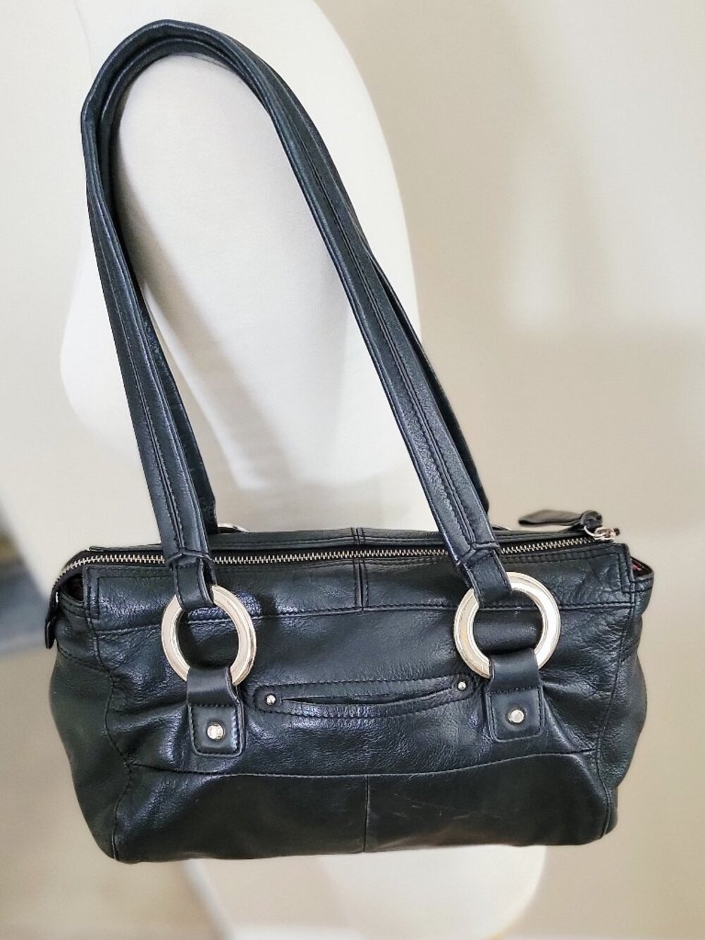 B. MAKOWSKY Black Soft Leather Handbag Purse with Dust Cover